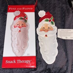 Fitz & Floyd - Santa Server Snack Therapy 13"  Holiday Tray NIB